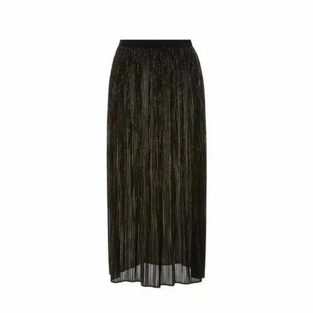 Rosetta Getty Black Iridescent Lurex Mesh Plisse Midi Skirt Size 6 - Picture 1 of 6